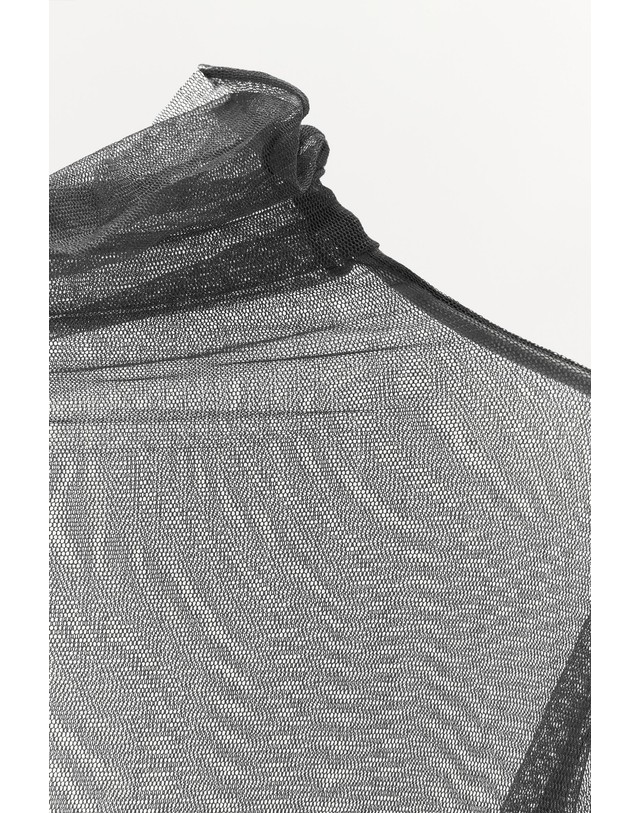 자라 자라 100% 실크 하이넥 시스루 탑 4786/533/802 GREY 그레이 착용컷