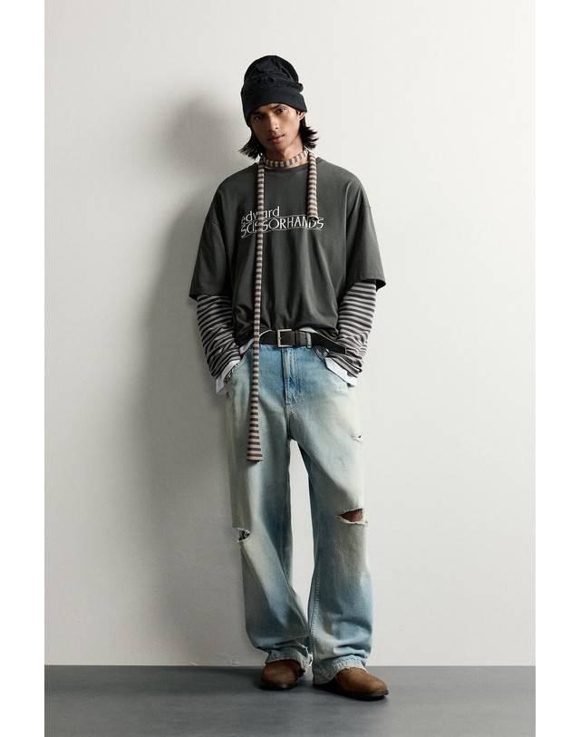 자라 자라 에드워드 가위손 긴팔 티셔츠 5644/349/922 DARK GREY 그레이 착용컷