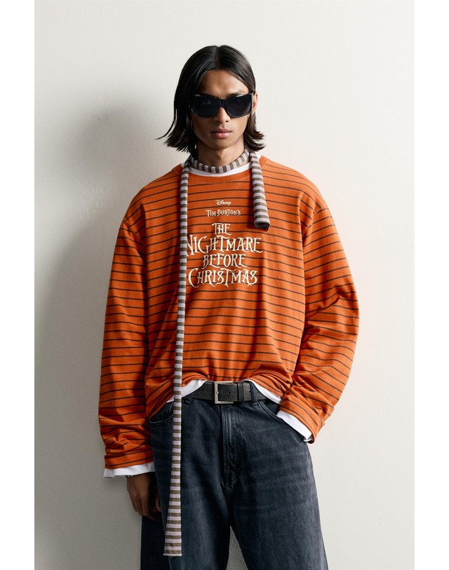 자라 자라 릴렉스핏 스트라이프 긴팔 티셔츠 6224/392/615 ORANGE 오렌지 착용컷
