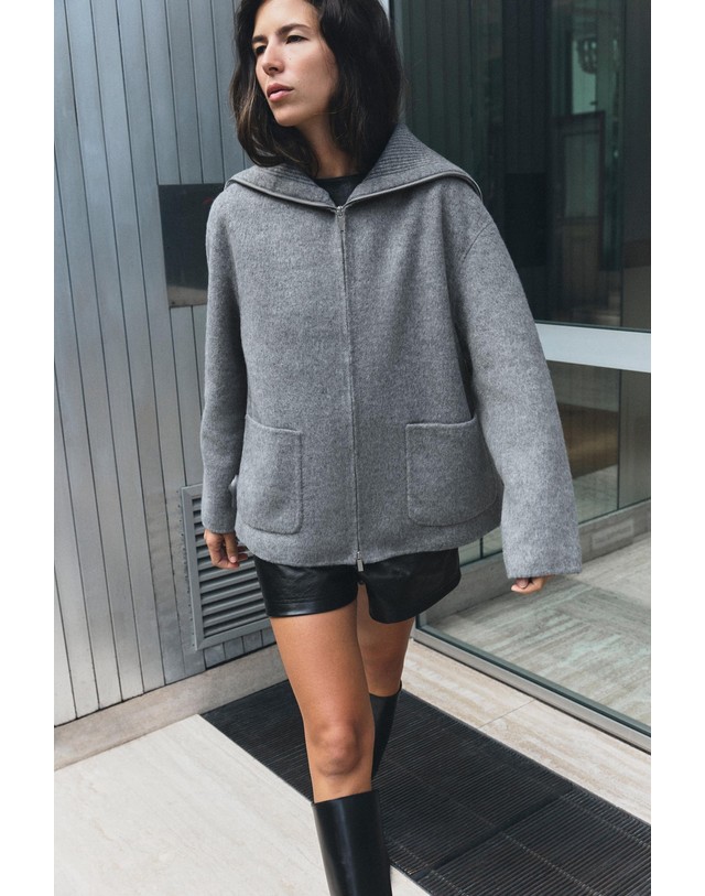 자라 자라 리버서블 하이넥 지퍼 자켓 3454/655/803 GREY MARL 그레이 착용컷
