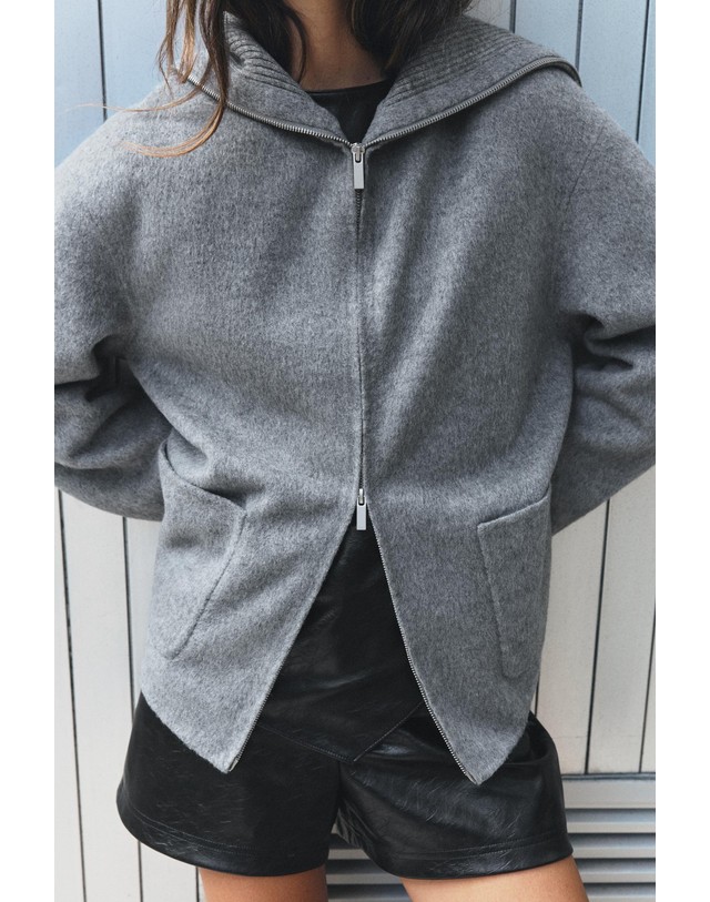 자라 자라 리버서블 하이넥 지퍼 자켓 3454/655/803 GREY MARL 그레이 착용컷