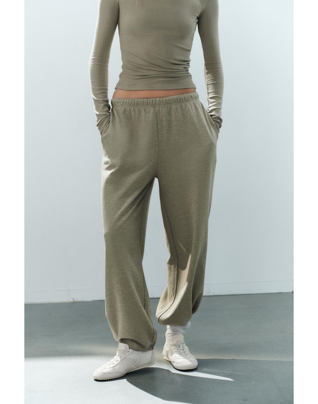 자라 자라 플루이드 와이드 조거 팬츠 3253/828/916 GREY GREEN 카키 착용컷