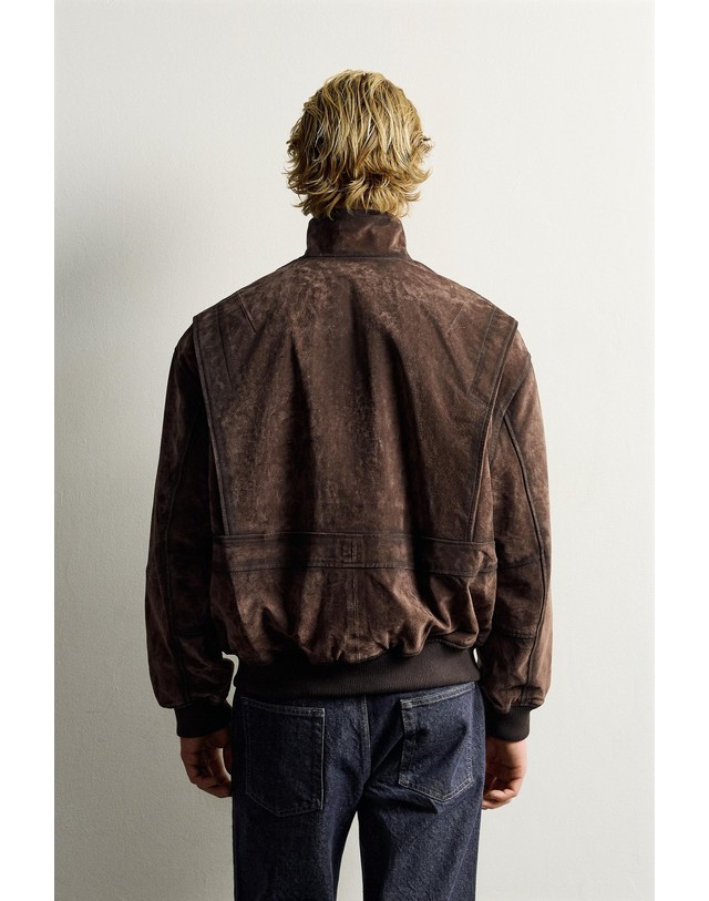 자라 자라 스플릿 스웨이드 하이넥 자켓 3833/422/700 BROWN 초콜릿 착용컷