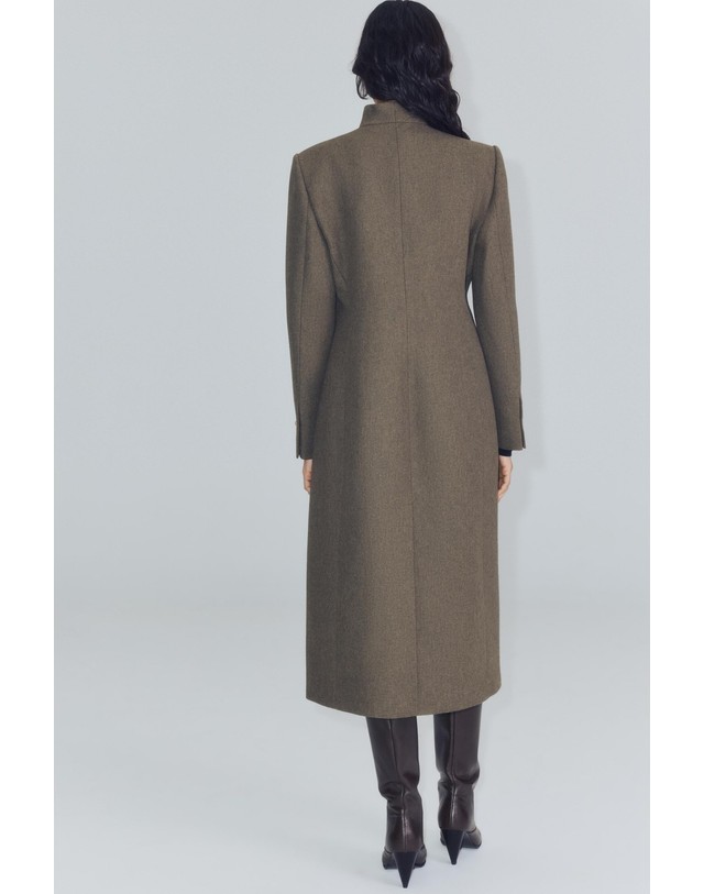 자라 자라 하이넥 울 혼방 롱 코트 3736/246/737 BROWN / TAUPE 초콜릿 착용컷