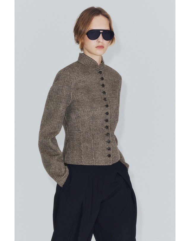 자라 자라 체크 울 블렌드 크롭 자켓 7522/257/803 GREY MARL 그레이 착용컷