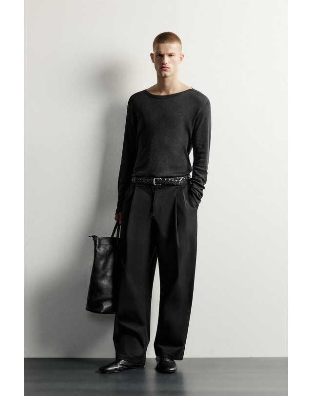 자라 자라 릴렉스핏 보트넥 긴팔 티셔츠 5644/354/922 DARK GREY 그레이 착용컷