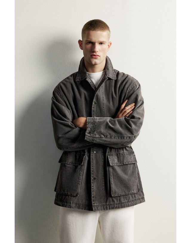 자라 자라 릴렉스핏 워시드 코튼 파카 자켓 8281/195/922 DARK GREY 그레이 착용컷
