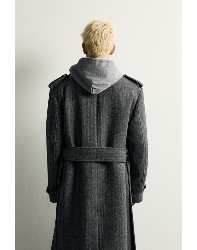 자라 자라 울 블렌드 벨트 더블 롱 코트 8491/806/802 GREY 그레이 착용컷