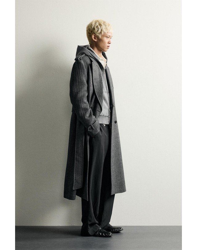자라 자라 울 블렌드 벨트 더블 롱 코트 8491/806/802 GREY 그레이 착용컷