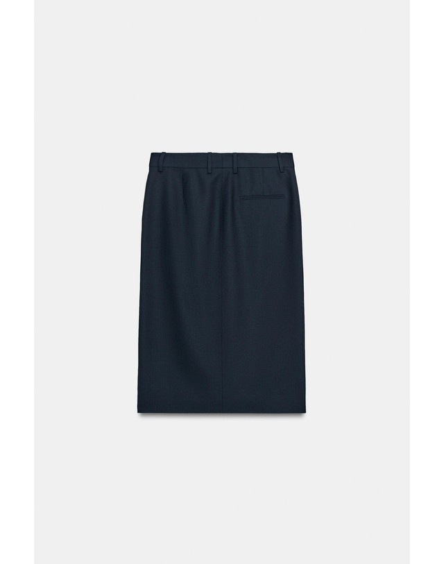 자라 자라 스트라이프 울 혼방 미디 스커트 6699/421/401 NAVY BLUE 네이비 착용컷