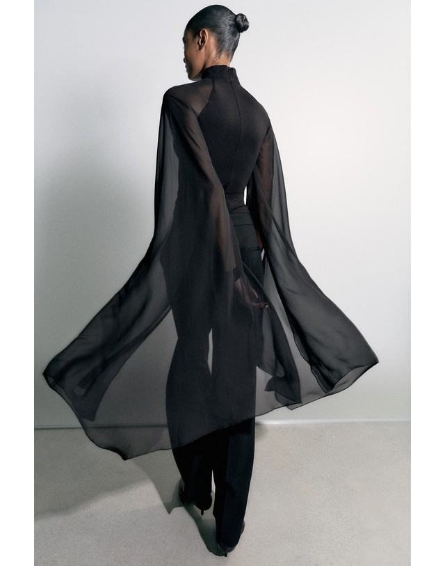 자라 자라 하이넥 시스루 긴팔 바디수트 5070/599/800 BLACK 블랙 착용컷