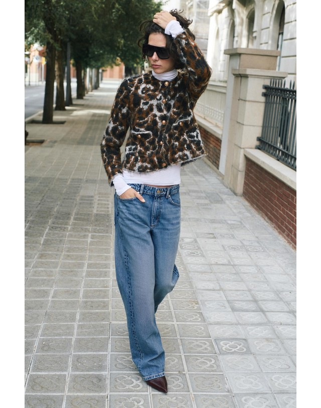 자라 자라 애니멀 자카드 니트 카디건 4192/113/051 LEOPARD 멀티컬러 착용컷