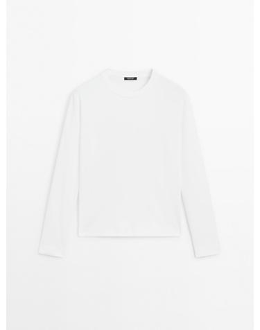 마시모두띠 베이직 100% 코튼 인터록 긴팔 티셔츠 6820/906 OFF WHITE