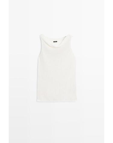 마시모두띠 슬림핏 골지 니트 오프숄더 탑 5734/846 CREAM