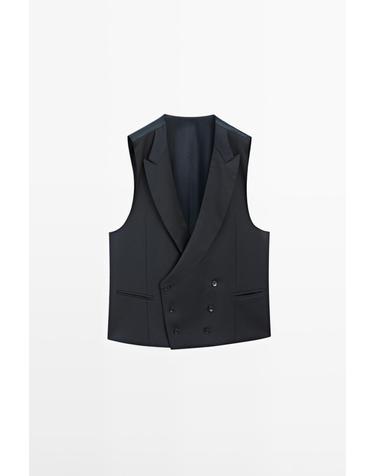 마시모두띠 쿨 울 더블 버튼 수트 베스트 3636/534 NAVY BLUE