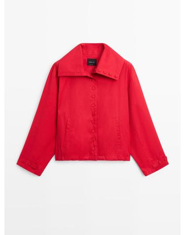 마시모두띠 레드 버튼 디테일 코튼 재킷 6791/740 BRIGHT RED