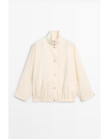 마시모두띠 스냅버튼 하이넥 봄버 자켓 6727/939 CREAM