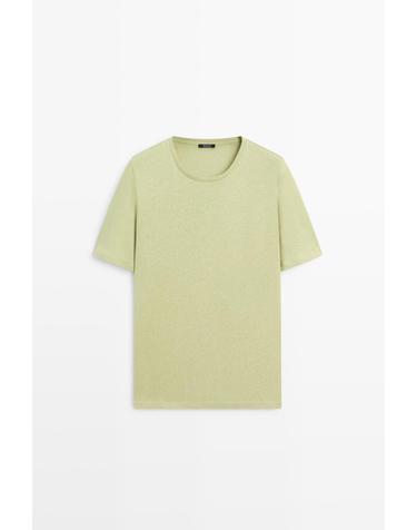 마시모두띠 리넨 블렌드 크루넥 반팔 티셔츠 0648/198 GREEN