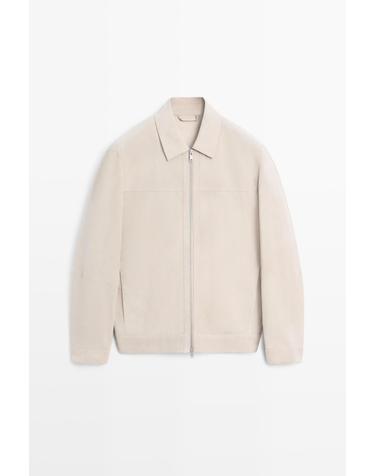 마시모두띠 셔츠 칼라 스웨이드 레더 자켓 3408/477 LIGHT BEIGE