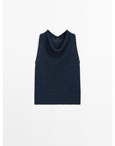 마시모두띠 드레이프 오픈워크 니트 탑 5712/810 DARK BLUE