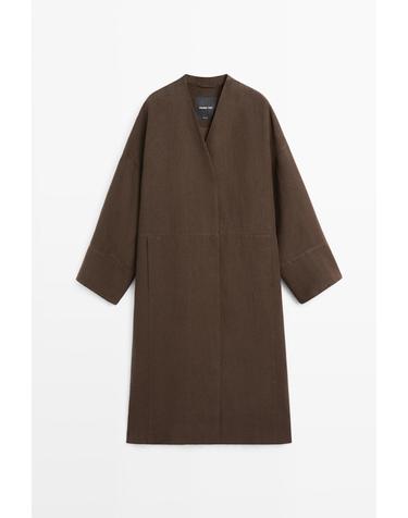 마시모두띠 100% 린넨 트렌치 코트 6743/798 BROWN