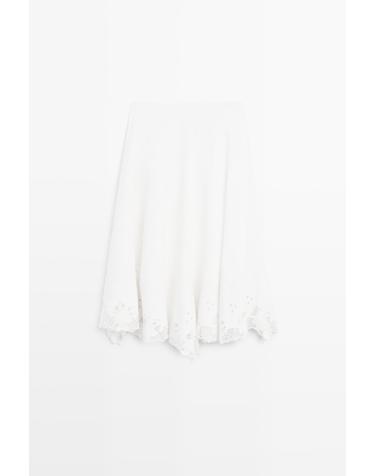 마시모두띠 자수 플레어 미디 스커트 5289/503 WHITE