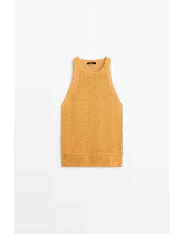 마시모두띠 홀터넥 민소매 니트 탑 5715/841 YELLOW