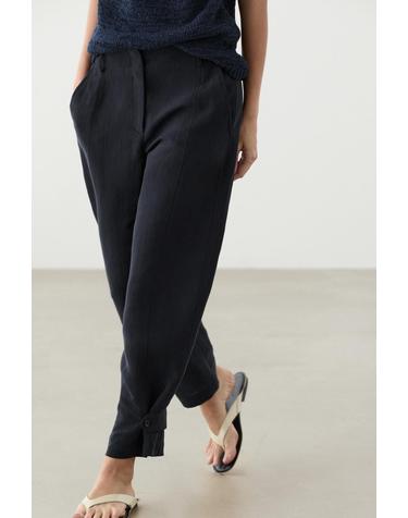 마시모두띠 리넨 블렌드 플로우 탭 팬츠 5021/529 NAVY BLUE