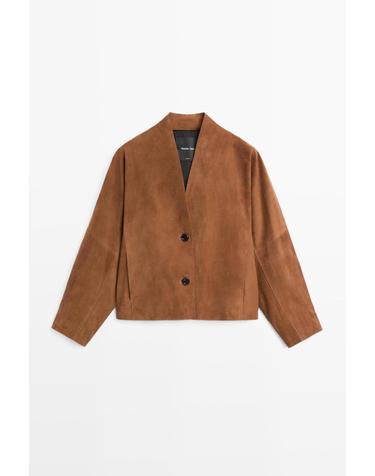 마시모두띠 스웨이드 레더 브이넥 자켓 4717/677 CAMEL
