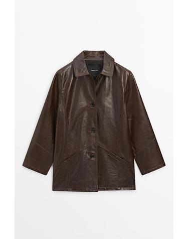 마시모두띠 나파 레더 오버핏 자켓 4704/664 BROWN