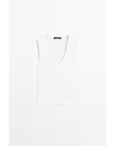 마시모두띠 브이넥 민소매 탑 6224/620 WHITE