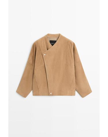 마시모두띠 스웨이드 레더 크로스 자켓 4753/753 CAMEL