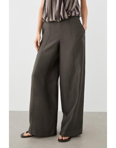 마시모두띠 100% 린넨 와이드 팬츠 5048/850 BROWN MARL