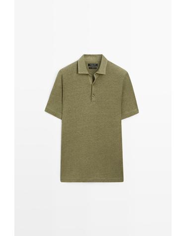 마시모두띠 100% 린넨 반팔 폴로셔츠 0720/198 MARINE GREEN