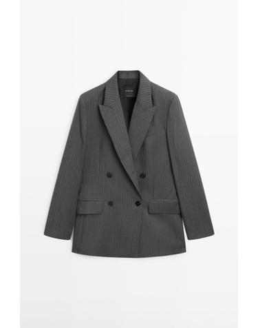 마시모두띠 핀스트라이프 울 블렌드 블레이저 6076/519 GREY