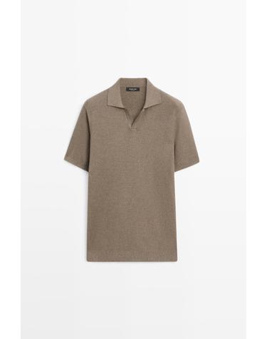 마시모두띠 코튼 혼방 V넥 반팔 폴로셔츠 1283/208 KHAKI