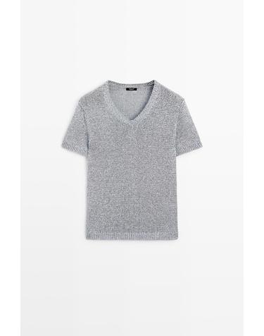 마시모두띠 브이넥 반팔 니트 티셔츠 5728/561 BLUISH