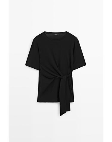 마시모두띠 타이 디테일 반팔 티셔츠 6812/922 BLACK