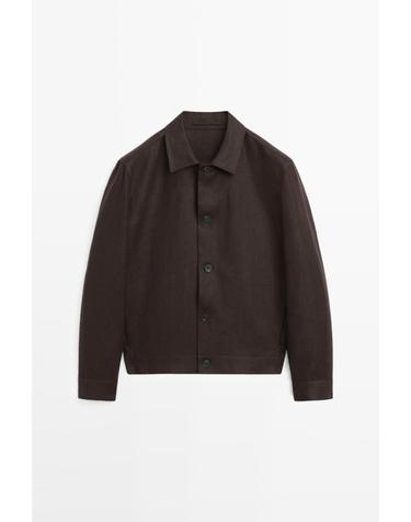 마시모두띠 100% 린넨 레귤러핏 오버셔츠 2625/386 BROWN