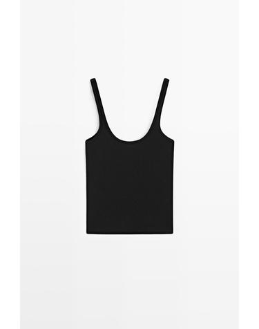 마시모두띠 코튼 혼방 스트랩 민소매 탑 6226/620 BLACK