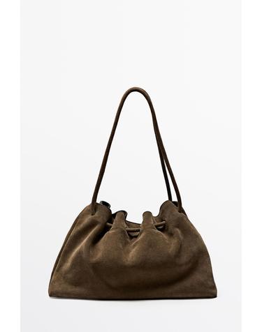 마시모두띠 스플릿 스웨이드 레더 숄더백 6965/635 MOLE BROWN