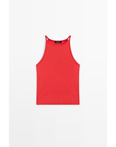 마시모두띠 코튼 혼방 홀터넥 민소매 탑 6815/918 CORAL