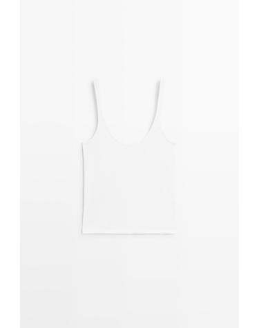 마시모두띠 코튼 혼방 스트랩 민소매 탑 6226/620 WHITE