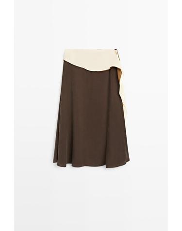 마시모두띠 콤비 러플 미디 스커트 5205/509 BROWN