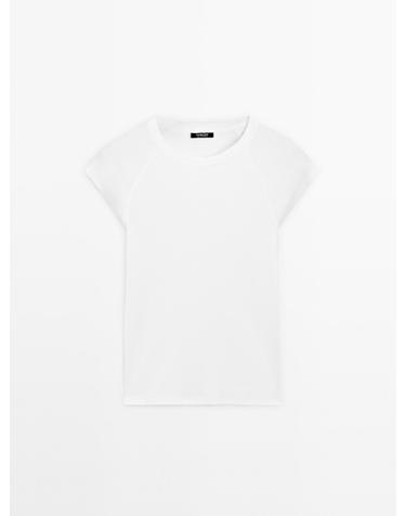 마시모두띠 100% 코튼 래글런 반팔 티셔츠 6817/815 OFF WHITE