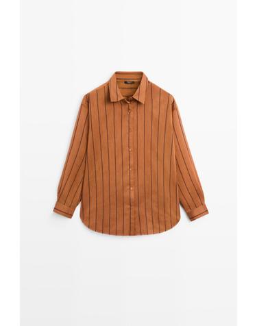 마시모두띠 스트라이프 코튼 실크 긴팔 셔츠 5123/823 ORANGE