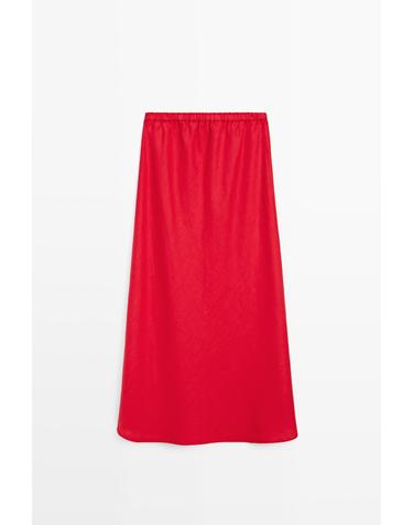 마시모두띠 100% 린넨 밴딩 미디 스커트 5233/747 RED