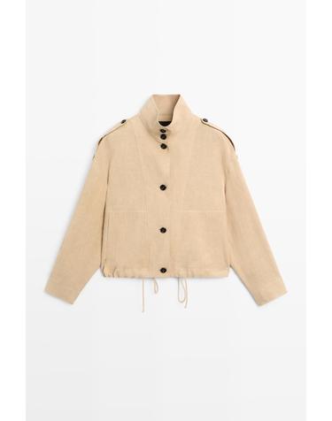 마시모두띠 100% 린넨 플루이드 봄버 자켓 6772/161 MUSTARD YELLOW