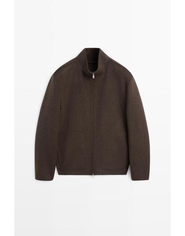 마시모두띠 울 블렌드 하이넥 집업 자켓 2604/366 BROWN
