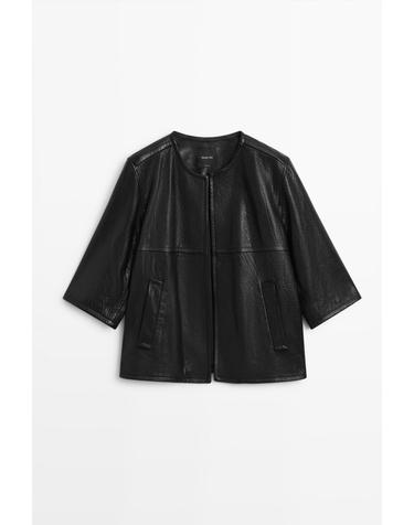 마시모두띠 크롭 나파 레더 자켓 4700/300 BLACK